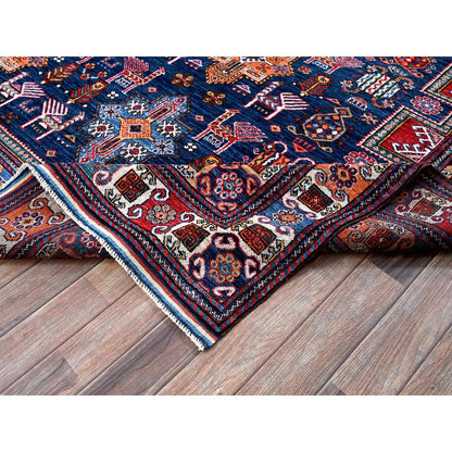 Kazak Wool Hand Knotted Rug Blue 8.4x9.6 -O0555