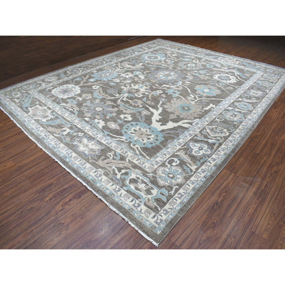 Oushak And Peshawar Wool Hand Knotted Rug Brown Brown 11.9X14.5 -O055606