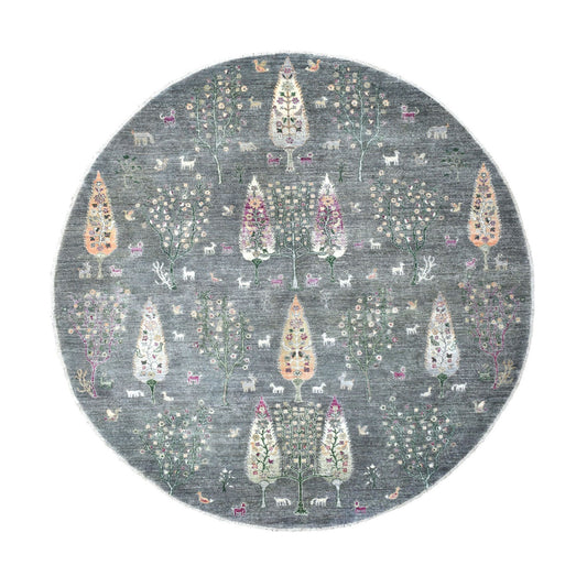 Transitional Wool Hand Knotted Rug Grey No Border 8.2X8.2 -O055704