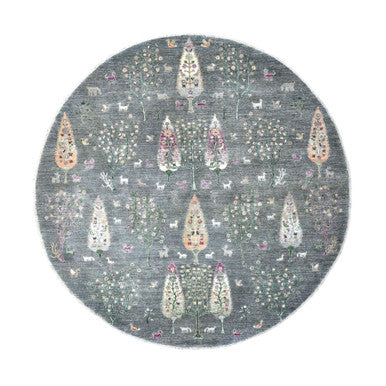 Transitional Wool Hand Knotted Rug Grey No Border 8.2X8.2 -O055704