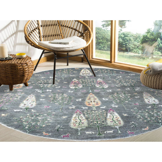 Transitional Wool Hand Knotted Rug Grey No Border 8.2X8.2 -O055704