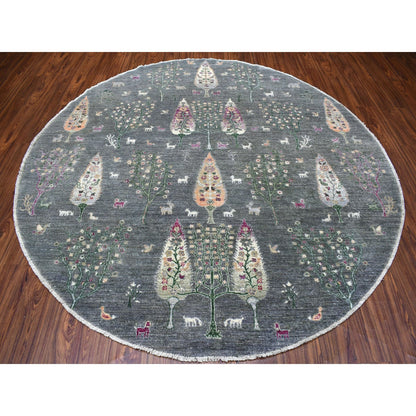 Transitional Wool Hand Knotted Rug Grey No Border 8.2X8.2 -O055704