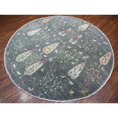 Transitional Wool Hand Knotted Rug Grey No Border 8.2X8.2 -O055704