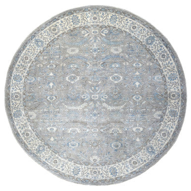 Oushak And Peshawar Wool Hand Knotted Rug Grey Ivory 12.0X12.0 -O055710