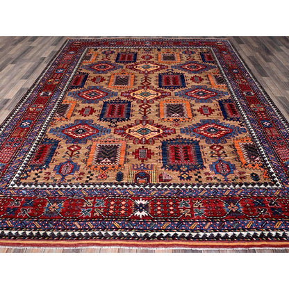 Kazak Wool Hand Knotted Rug Beige 8.3x9.9 -O0557