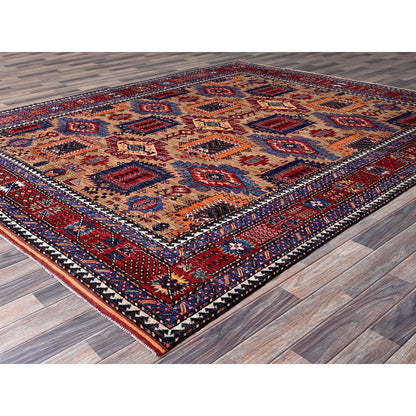Kazak Wool Hand Knotted Rug Beige 8.3x9.9 -O0557