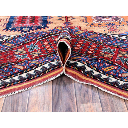 Kazak Wool Hand Knotted Rug Beige 8.3x9.9 -O0557