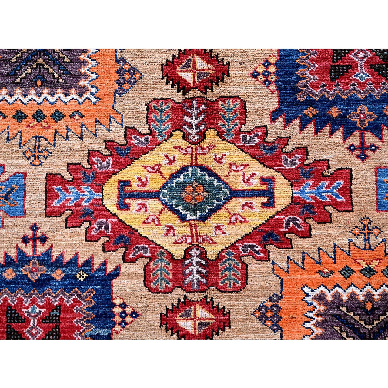 Kazak Wool Hand Knotted Rug Beige 8.3x9.9 -O0557