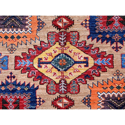 Kazak Wool Hand Knotted Rug Beige 8.3x9.9 -O0557