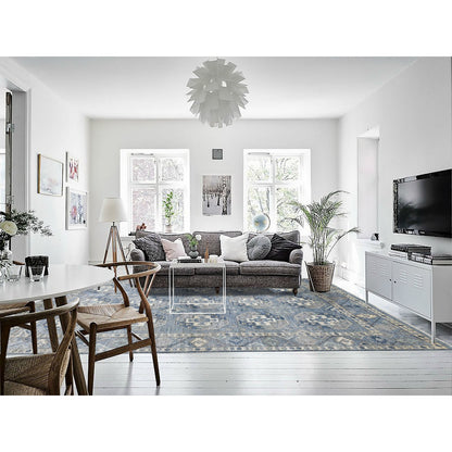 Tribal & Geometric Wool Hand Knotted Rug Blue Blue 8.0X9.9 -O055810