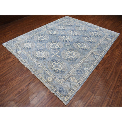 Tribal & Geometric Wool Hand Knotted Rug Blue Blue 8.0X9.9 -O055810