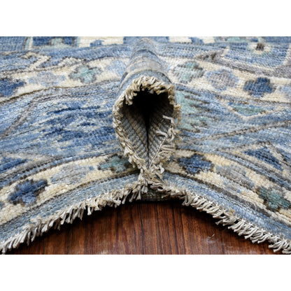 Tribal & Geometric Wool Hand Knotted Rug Blue Blue 8.0X9.9 -O055810