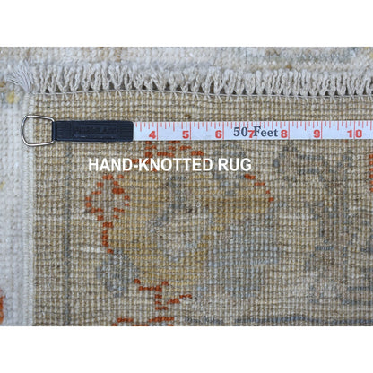 Oushak And Peshawar Wool Hand Knotted Rug Ivory Ivory 2.7X15.7 -O055811