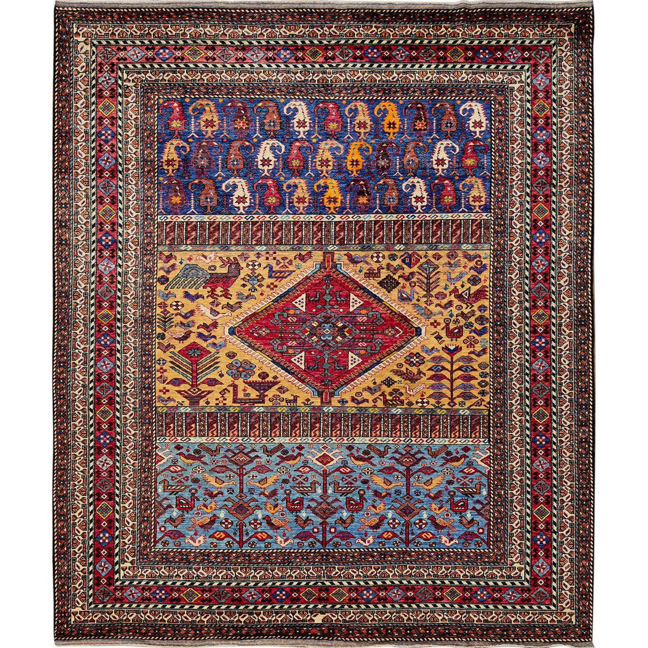 Kazak Wool Hand Knotted Rug Yellow 8.7x9.11 -O0558