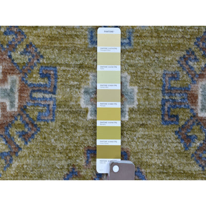Tribal & Geometric Wool Hand Knotted Rug Yellow Blue 4.1X6.0 -O055955