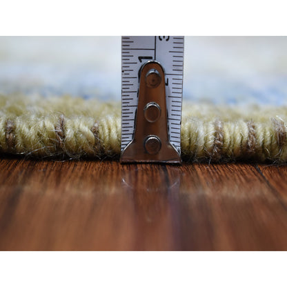 Tribal & Geometric Wool Hand Knotted Rug Yellow Blue 4.1X6.0 -O055955