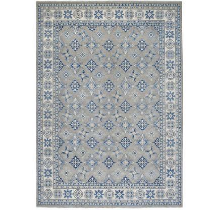 Kazak Wool Hand Knotted Rug Grey Ivory 9.8X13.9 -O055968