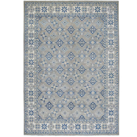 Kazak Wool Hand Knotted Rug Grey Ivory 9.8X13.9 -O055968