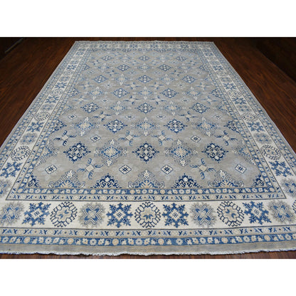 Kazak Wool Hand Knotted Rug Grey Ivory 9.8X13.9 -O055968