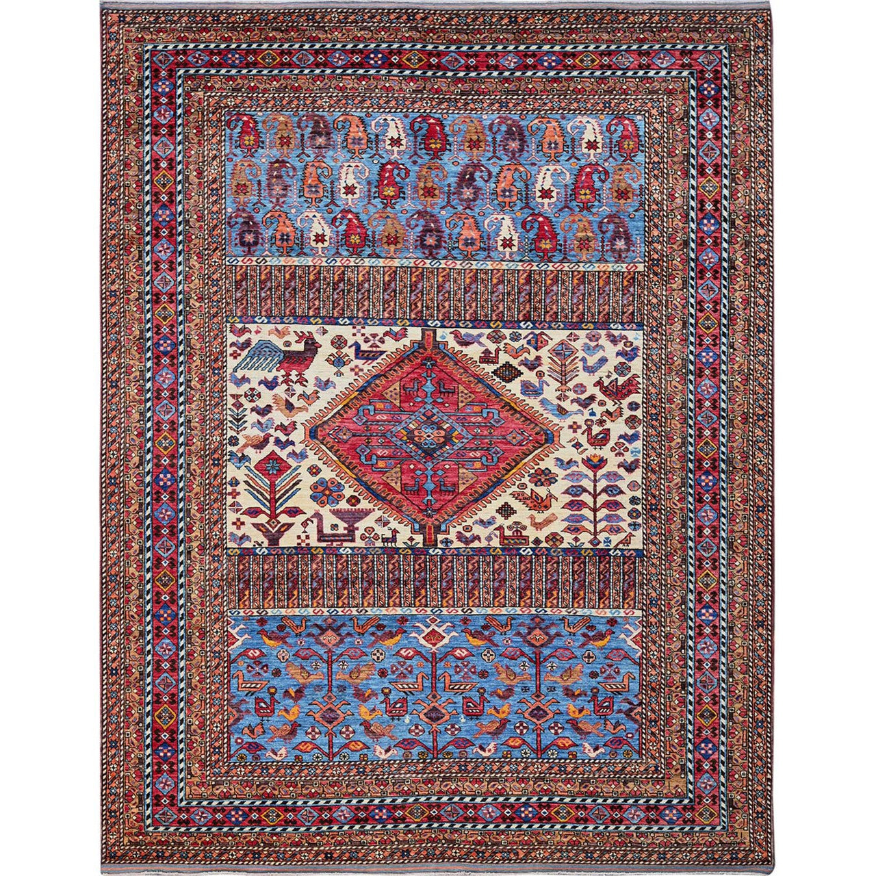 Kazak Wool Hand Knotted Rug Ivory 8.6x10.8 -O0559