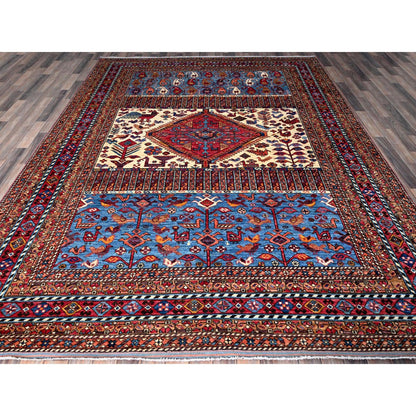 Kazak Wool Hand Knotted Rug Ivory 8.6x10.8 -O0559