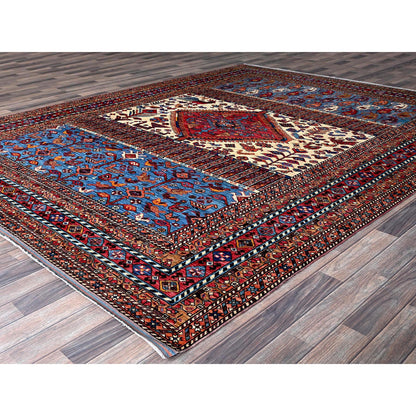 Kazak Wool Hand Knotted Rug Ivory 8.6x10.8 -O0559