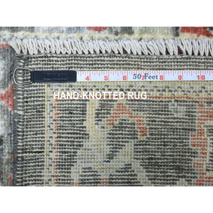 Oushak And Peshawar Wool Hand Knotted Rug Grey Dark Gray 2.9X9.8 -O056081