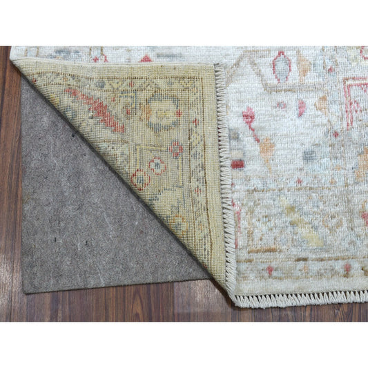 Oushak And Peshawar Wool Hand Knotted Rug Grey Gray 2.9X16.0 -O056089