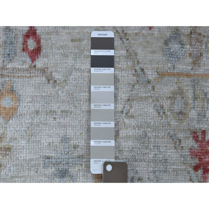 Oushak And Peshawar Wool Hand Knotted Rug Grey Gray 2.9X16.0 -O056089