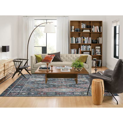 Tribal & Geometric Wool Hand Knotted Rug Black Charcoal Black 6.4X9.2 -O056090