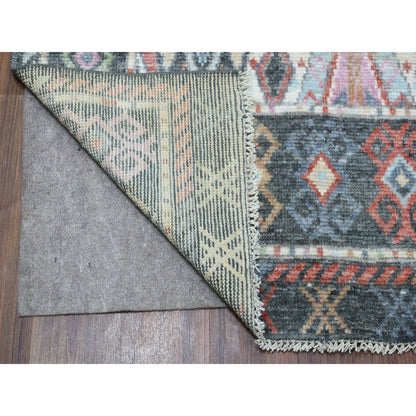 Tribal & Geometric Wool Hand Knotted Rug Black Charcoal Black 6.4X9.2 -O056090