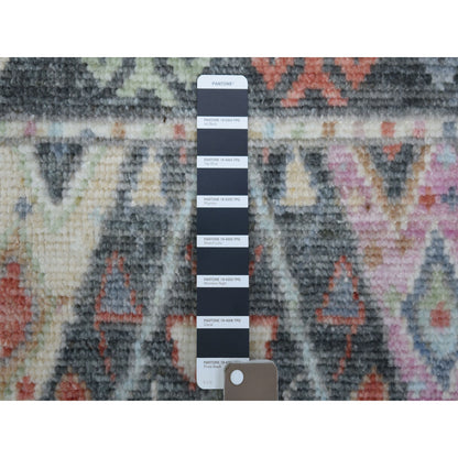 Tribal & Geometric Wool Hand Knotted Rug Black Charcoal Black 6.4X9.2 -O056090
