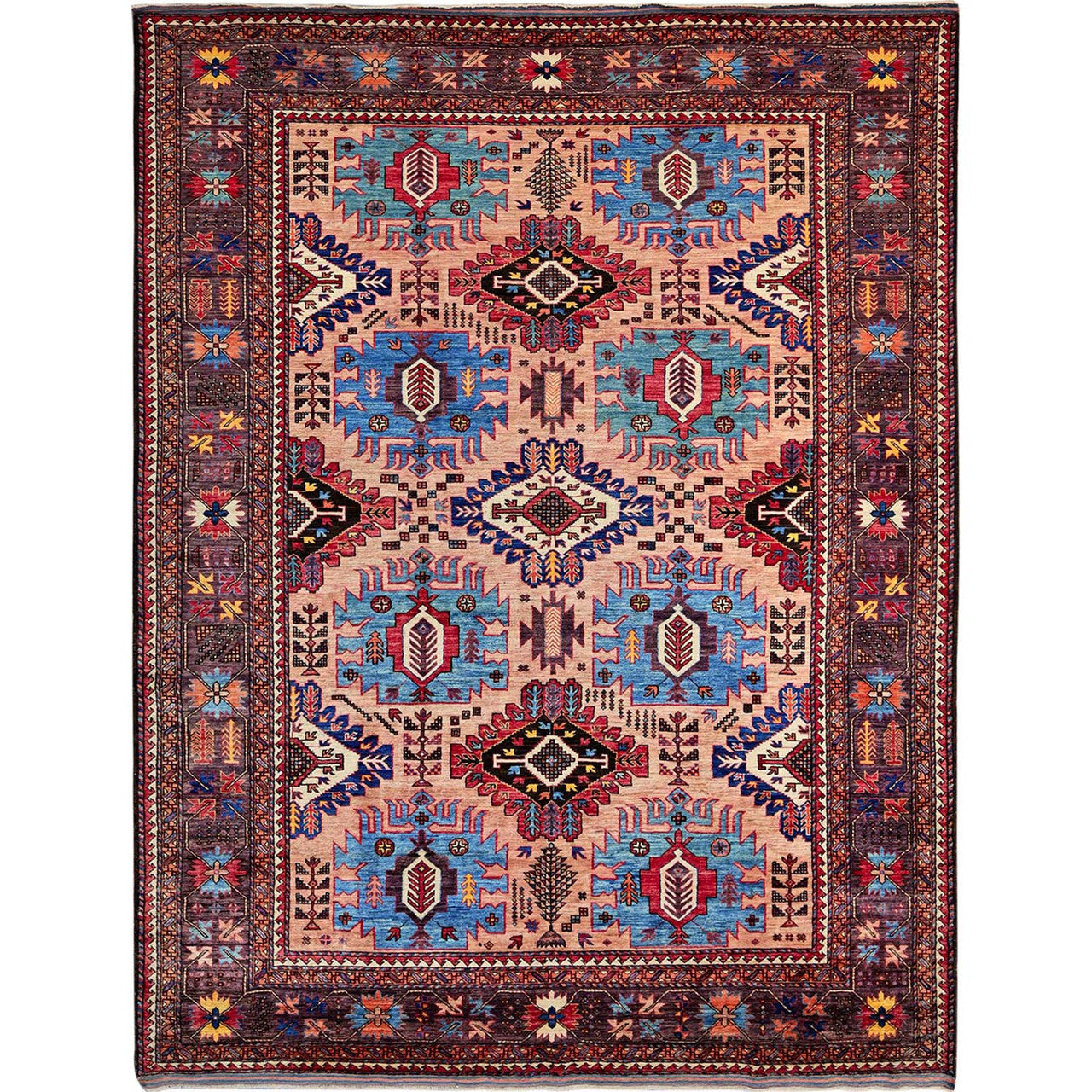 Kazak Wool Hand Knotted Rug Orange 8.3x10.6 -O0560