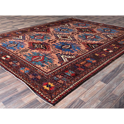 Kazak Wool Hand Knotted Rug Orange 8.3x10.6 -O0560