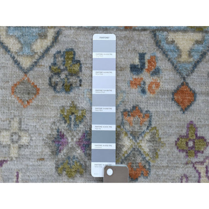 Oushak And Peshawar Wool Hand Knotted Rug Grey Gray 4.1X5.10 -O056109