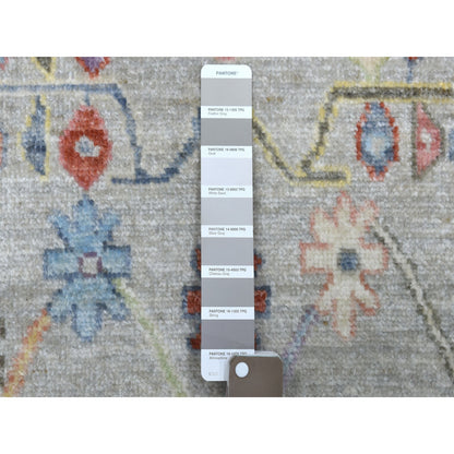 Oushak And Peshawar Wool Hand Knotted Rug Grey Dark Gray 2.5X17.1 -O056115