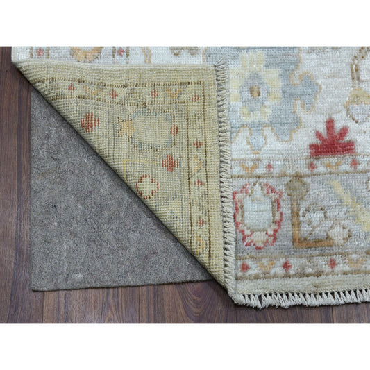 Oushak And Peshawar Wool Hand Knotted Rug Grey Gray 2.10X17.3 -O056120
