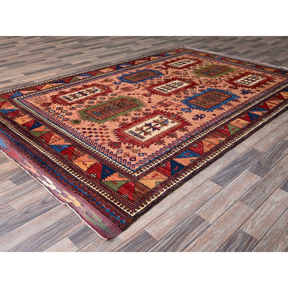 Kazak Wool Hand Knotted Rug Brown 6.7x9.7 -O0561