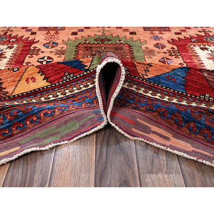 Kazak Wool Hand Knotted Rug Brown 6.7x9.7 -O0561