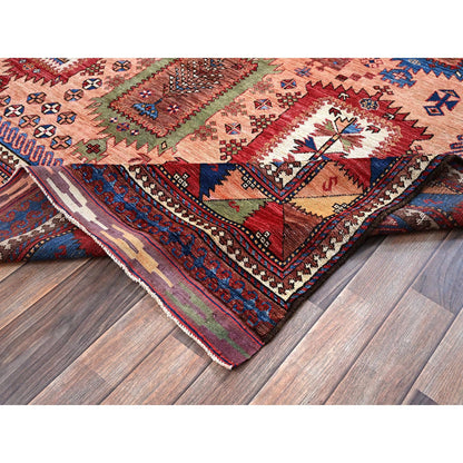 Kazak Wool Hand Knotted Rug Brown 6.7x9.7 -O0561