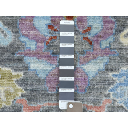Oushak And Peshawar Wool Hand Knotted Rug Black Charcoal Black 3.2X13.9 -O056223