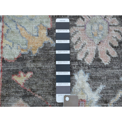 Oushak And Peshawar Wool Hand Knotted Rug Black Charcoal Black 2.9X9.9 -O056225