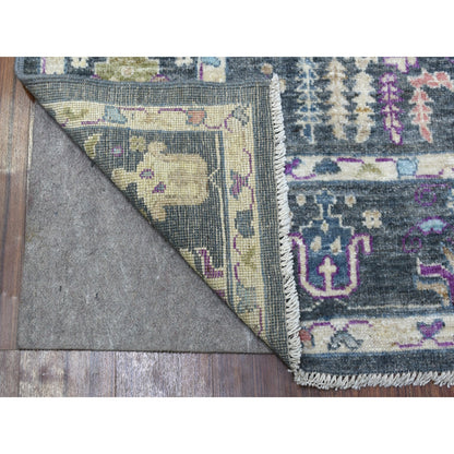 Oushak And Peshawar Wool Hand Knotted Rug Grey Charcoal Gray 6.4X8.9 -O056274