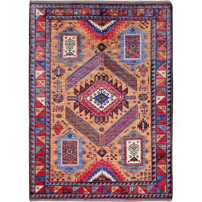 Kazak Wool Hand Knotted Rug Brown 6.1x8.4 -O0562