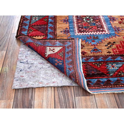 Kazak Wool Hand Knotted Rug Brown 6.1x8.4 -O0562