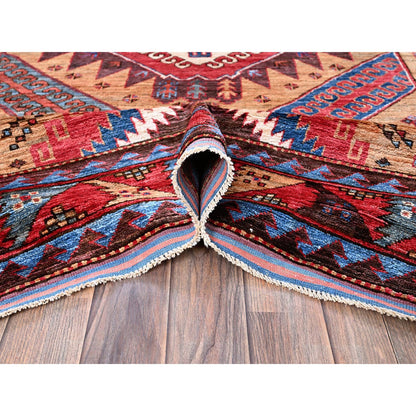 Kazak Wool Hand Knotted Rug Brown 6.1x8.4 -O0562