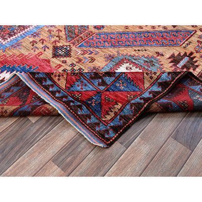 Kazak Wool Hand Knotted Rug Brown 6.1x8.4 -O0562