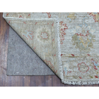 Oushak And Peshawar Wool Hand Knotted Rug Grey Gray 2.10X11.8 -O056346
