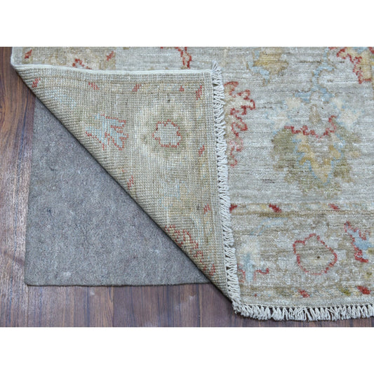 Oushak And Peshawar Wool Hand Knotted Rug Grey Gray 2.10X11.8 -O056346