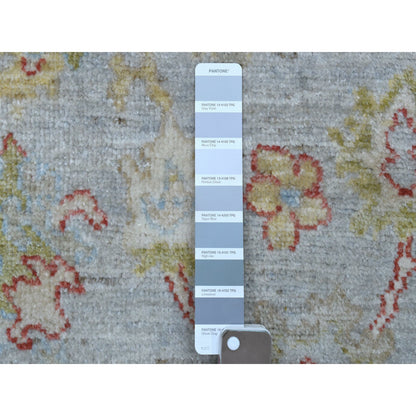Oushak And Peshawar Wool Hand Knotted Rug Grey Gray 2.10X11.8 -O056346
